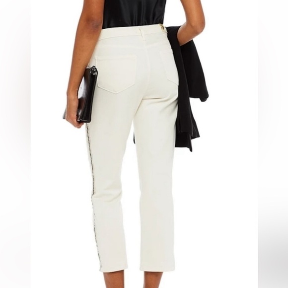 L'agence Nadia Jeans 24 High Rise Cropped Straight Stretch Pant Metallic Striped - Picture 5 of 15